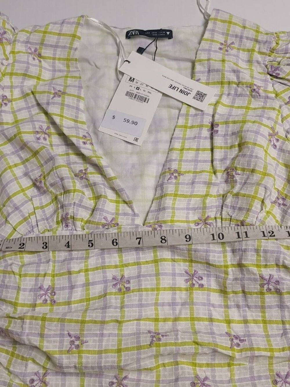 ZARA Checkered Draped Dress Size M 0881/315 - Picture 5 of 9